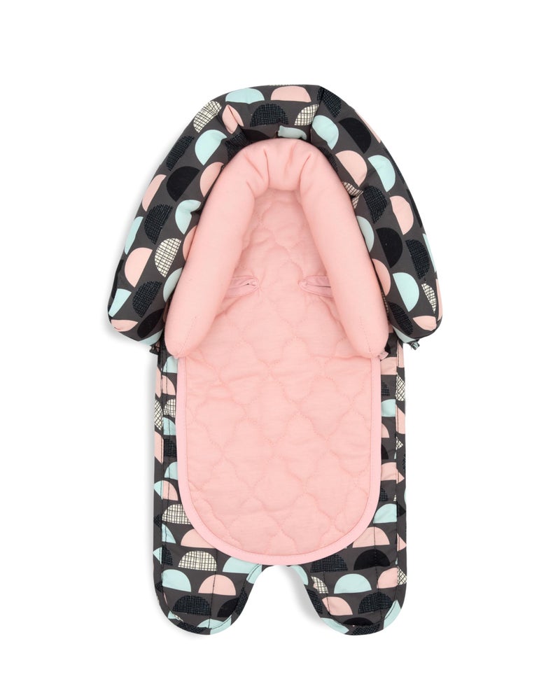 Travel Bug Baby & Toddler 2-in-1 Head Support Duo Head Support for Car Seats, Strollers & Bouncers (Grey/Teal/Pink), 8x2.75x10 Inch (Pack of 1) - Image 1